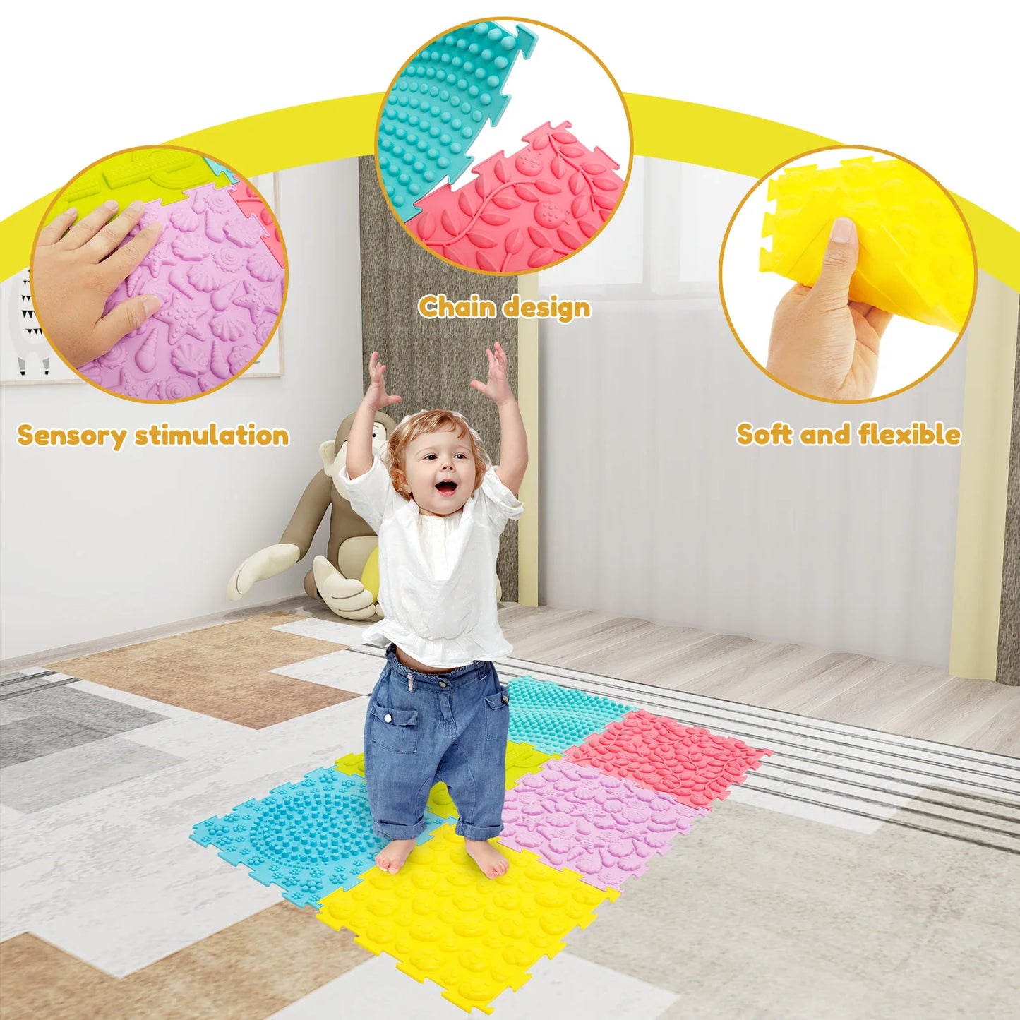 Healthybaby™ Interlocking Tactile Tiles for Kids' Sensory Exploration & Calming Focus