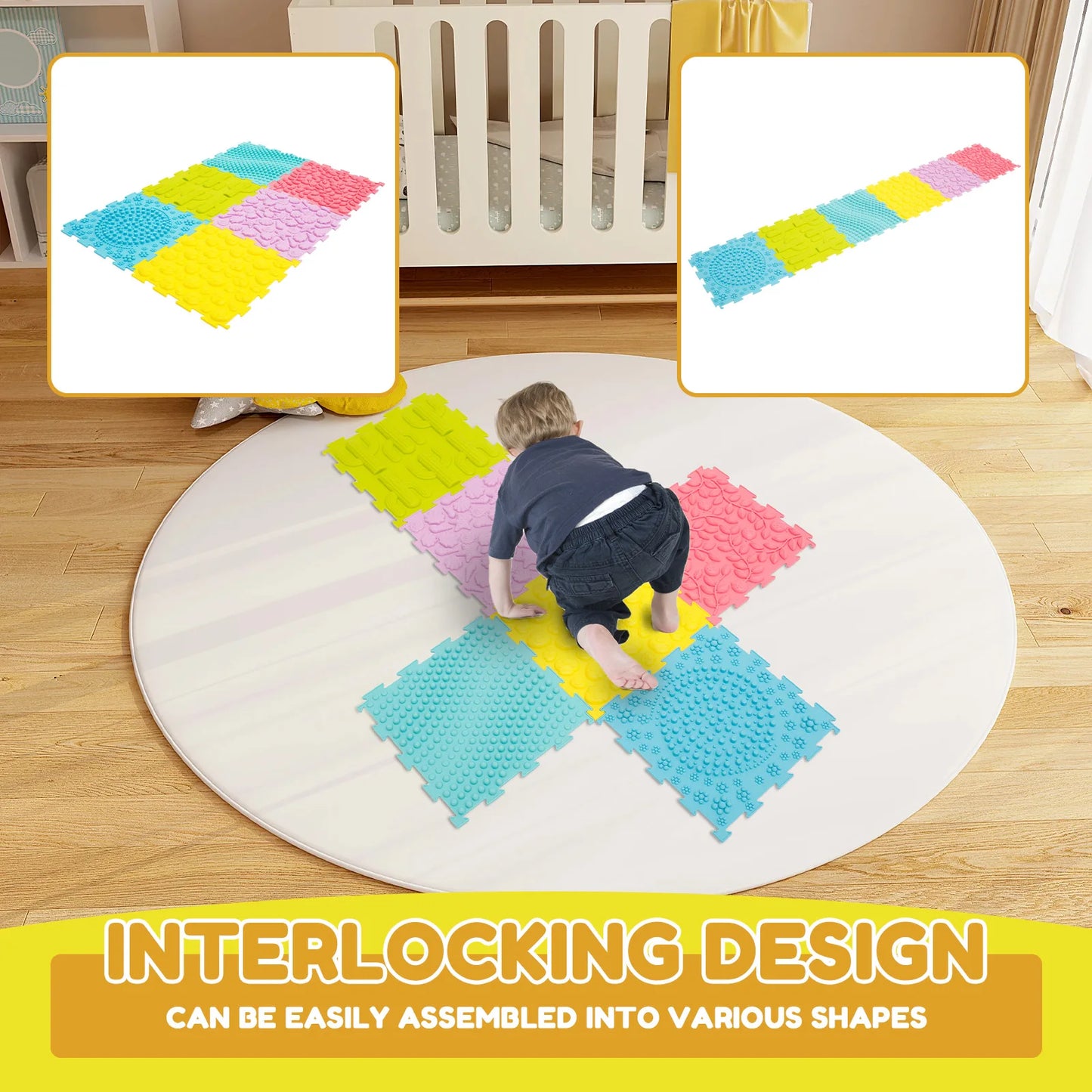 Healthybaby™ Interlocking Tactile Tiles for Kids' Sensory Exploration & Calming Focus