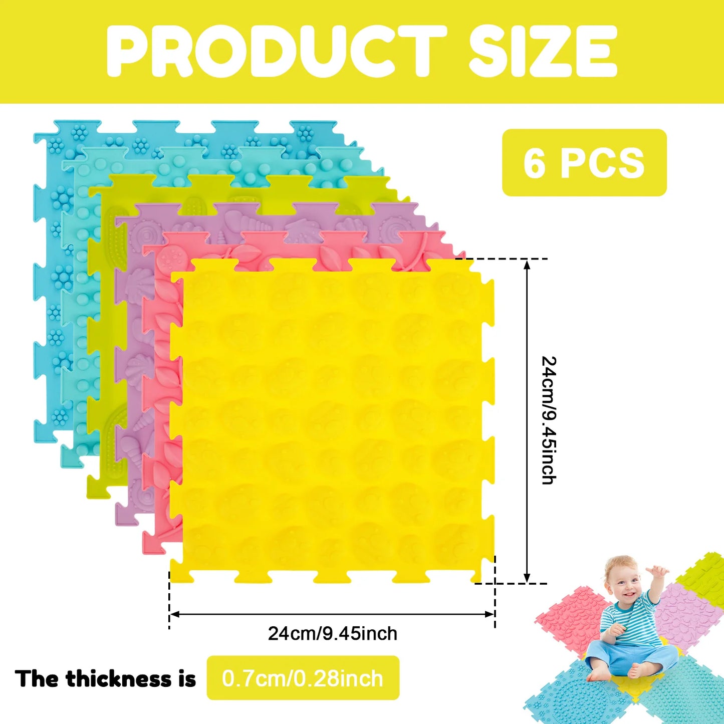 Healthybaby™ Interlocking Tactile Tiles for Kids' Sensory Exploration & Calming Focus